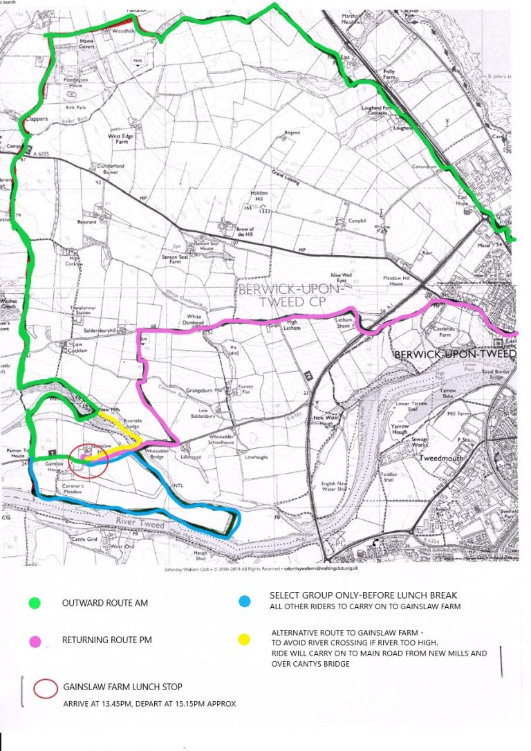 Bounds map and alternative routes 2019 Berwick Riders Association